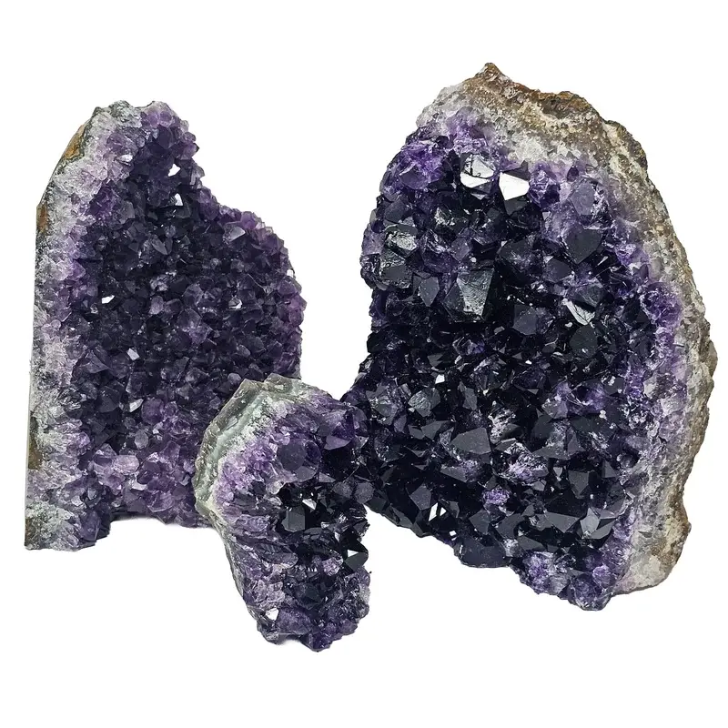 Deep purple amethyst crystal specimens